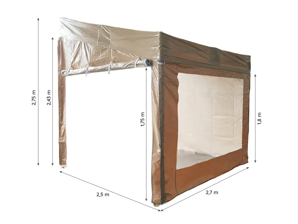 Afmetingen geveltent 2,5x2,7 m