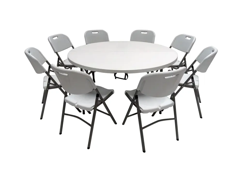 Promopakket - Ronde tafel 150 cm, 8 pro klapstoelen