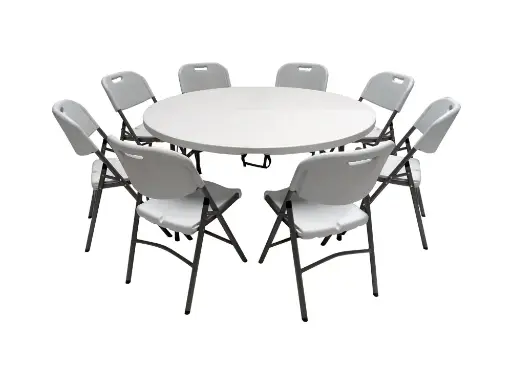 Promopakket - Ronde tafel 150 cm, 8 pro klapstoelen